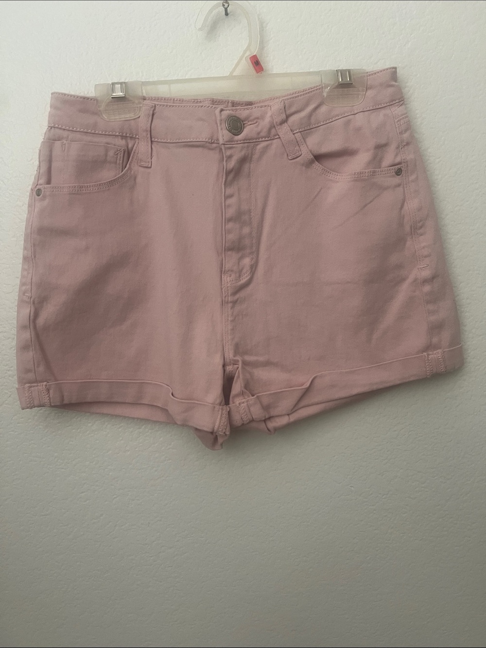 High-Rise Light Pink Denim Shorts for Juniors